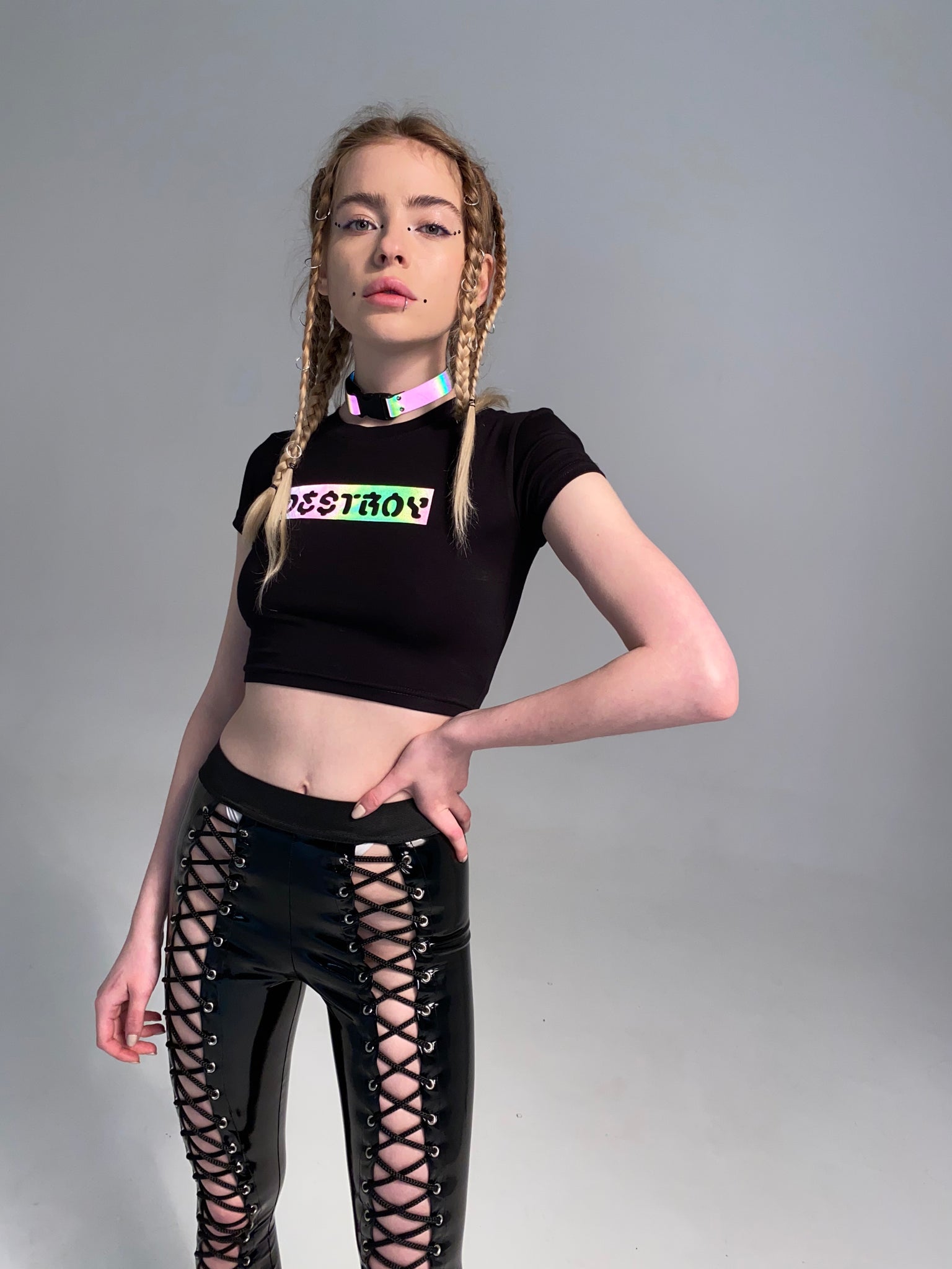 Reflective Rainbow Destroy Slim Top