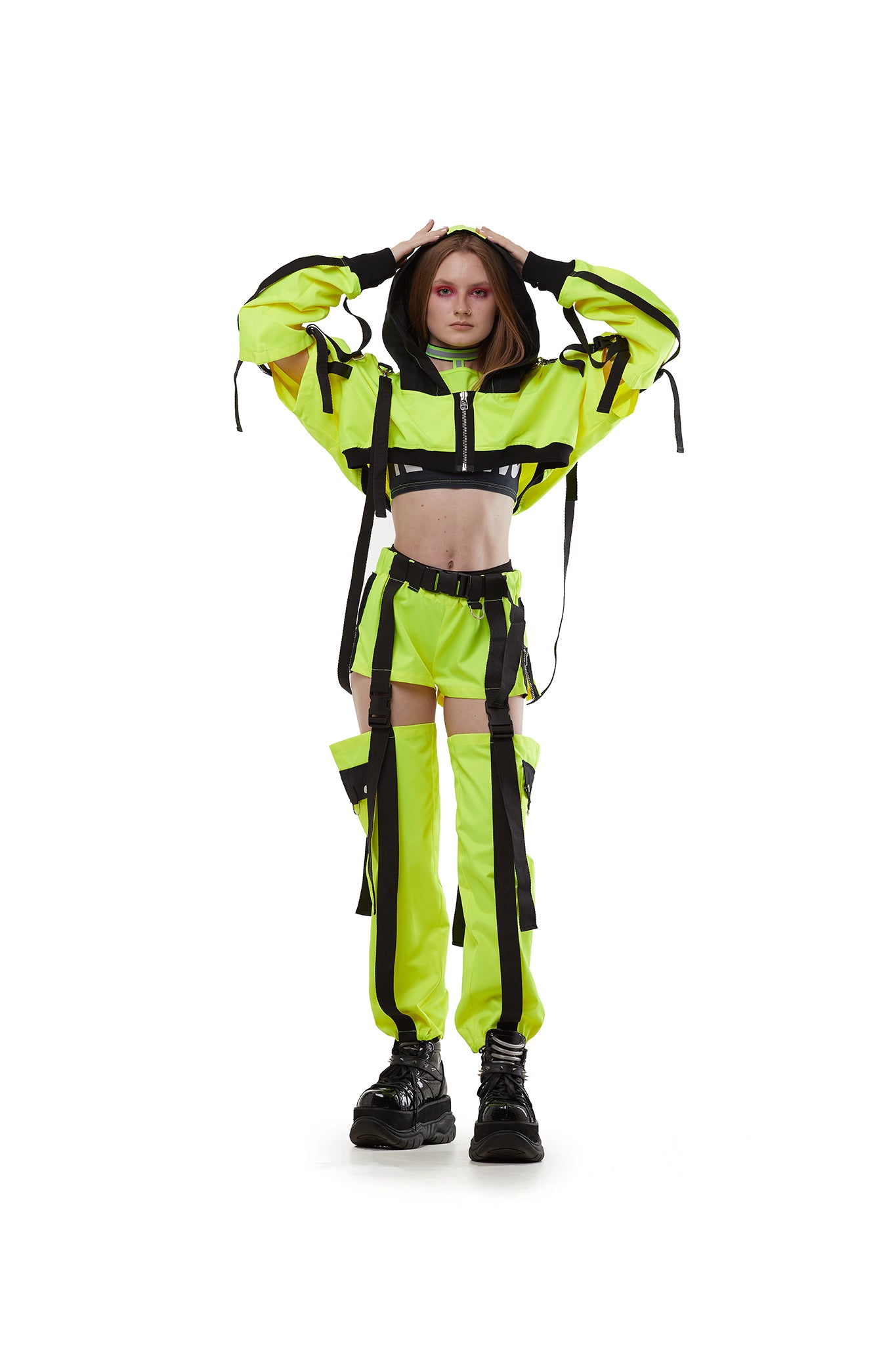 Hooded shrug in Neon Lemon