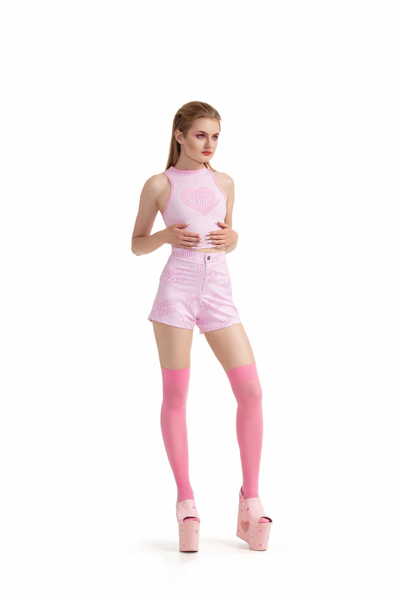Techno Babe [Pink] - cropped top