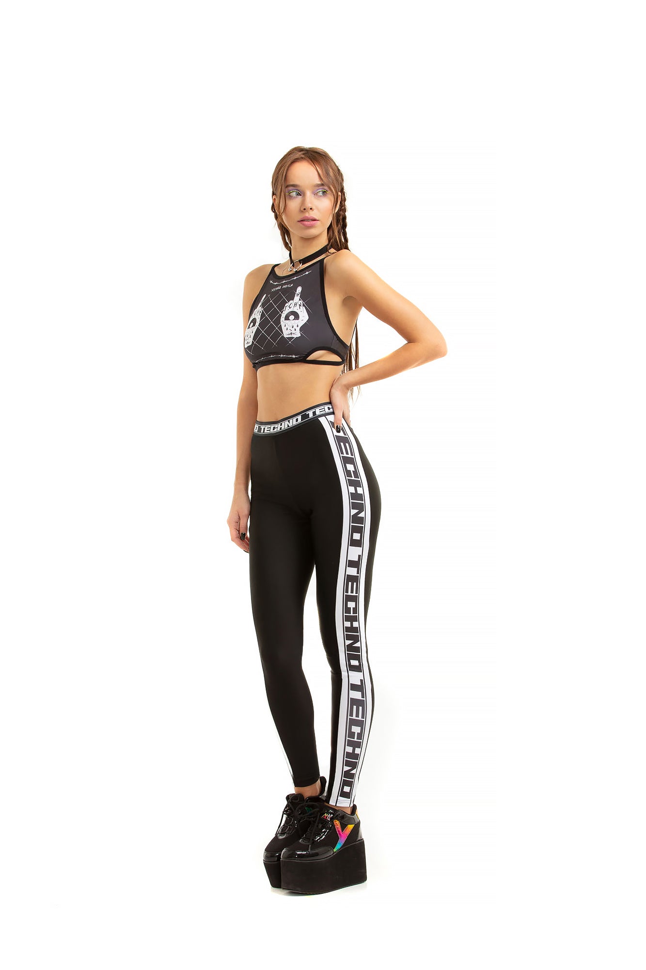 Techno Race leggings with printed side-stripes