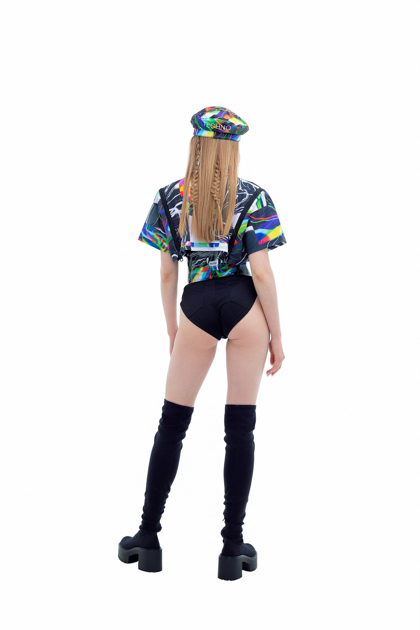 Ultra cropped Distorted Techno T-shirt [Brick]