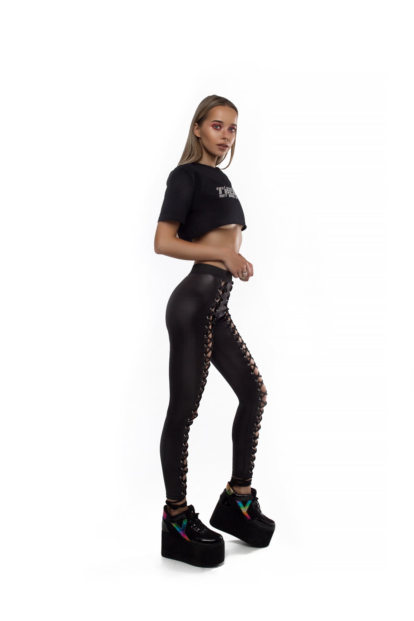 Lace up leggings (Black)