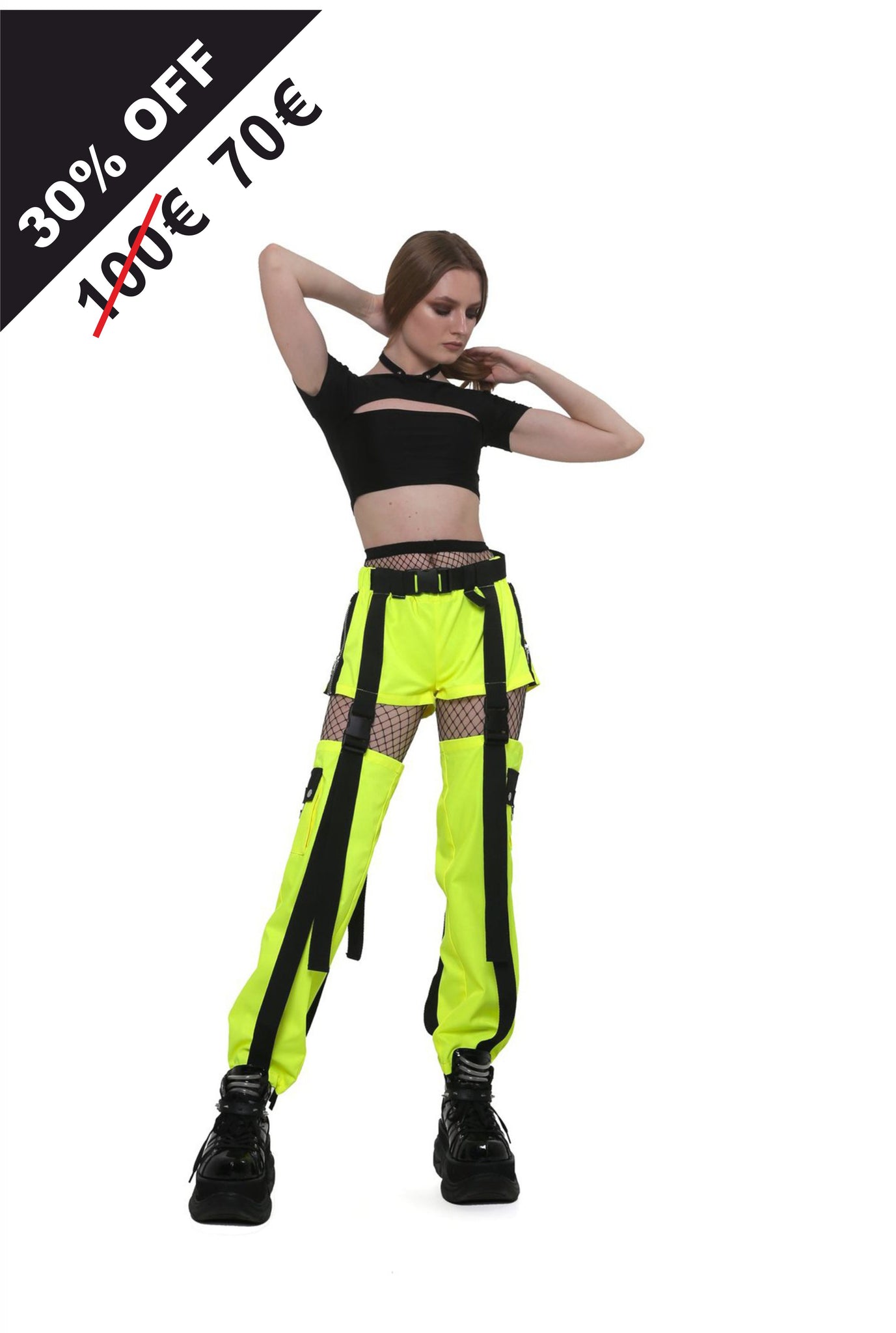 2-way cargo pants. [Neon Lemon]