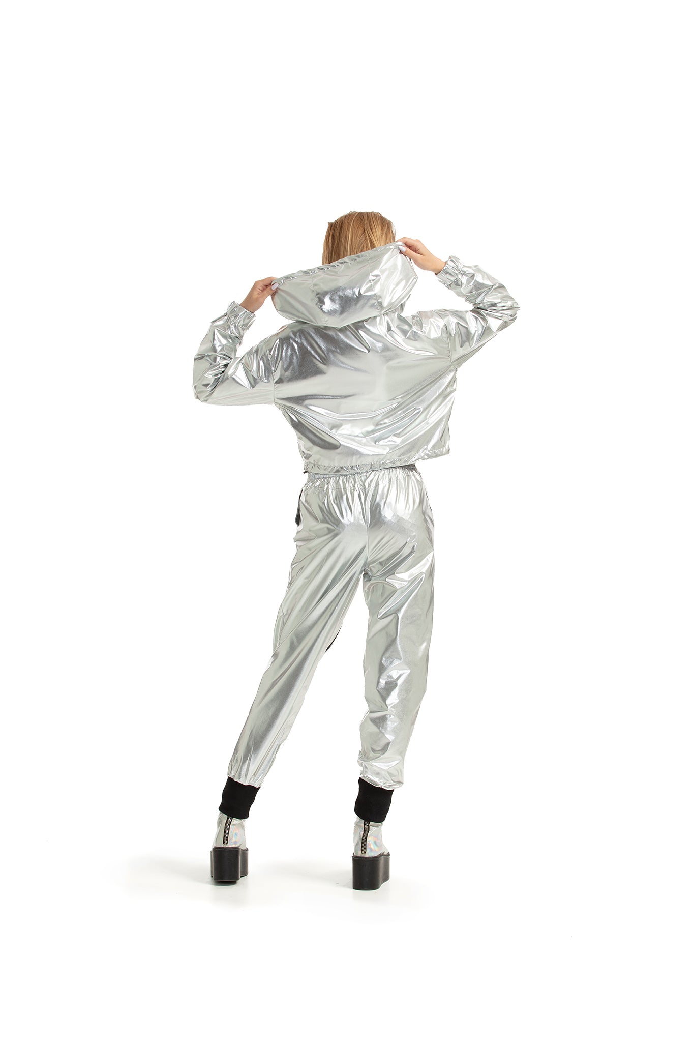 Silver - ZIP-up trousers