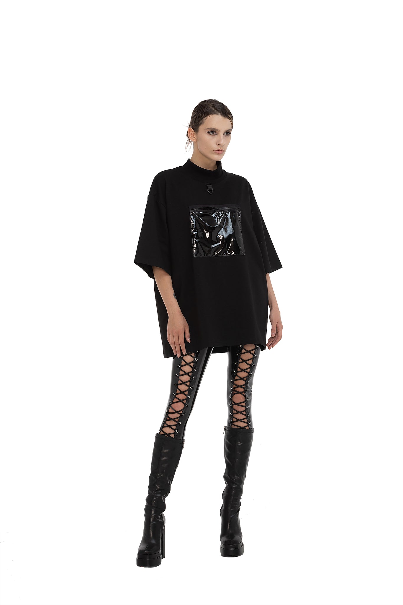 Unisex-T-Shirt mit PVC-Reißverschlusstasche