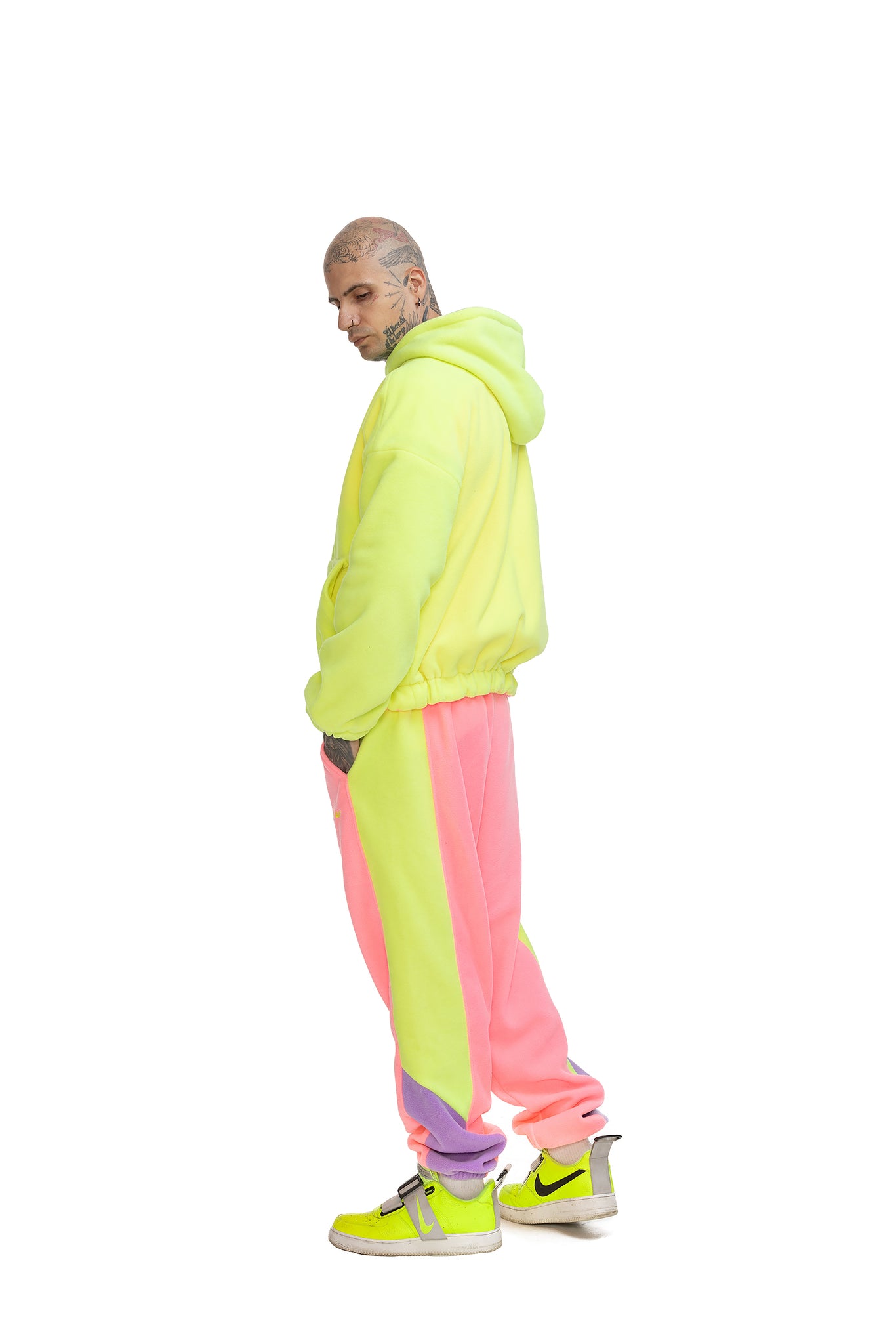 Fleece Color block zip up hoodie unisex