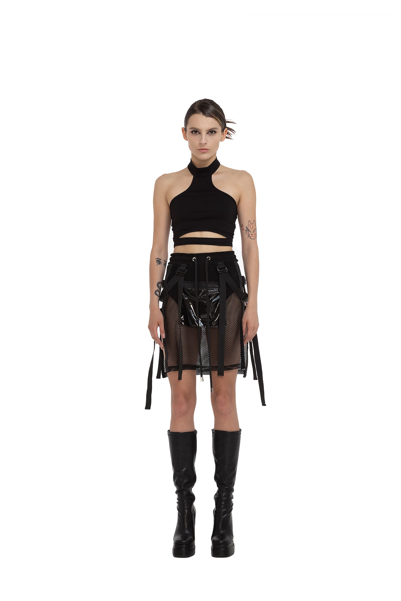 Unisex Mesh skirt with PVC zip pocket