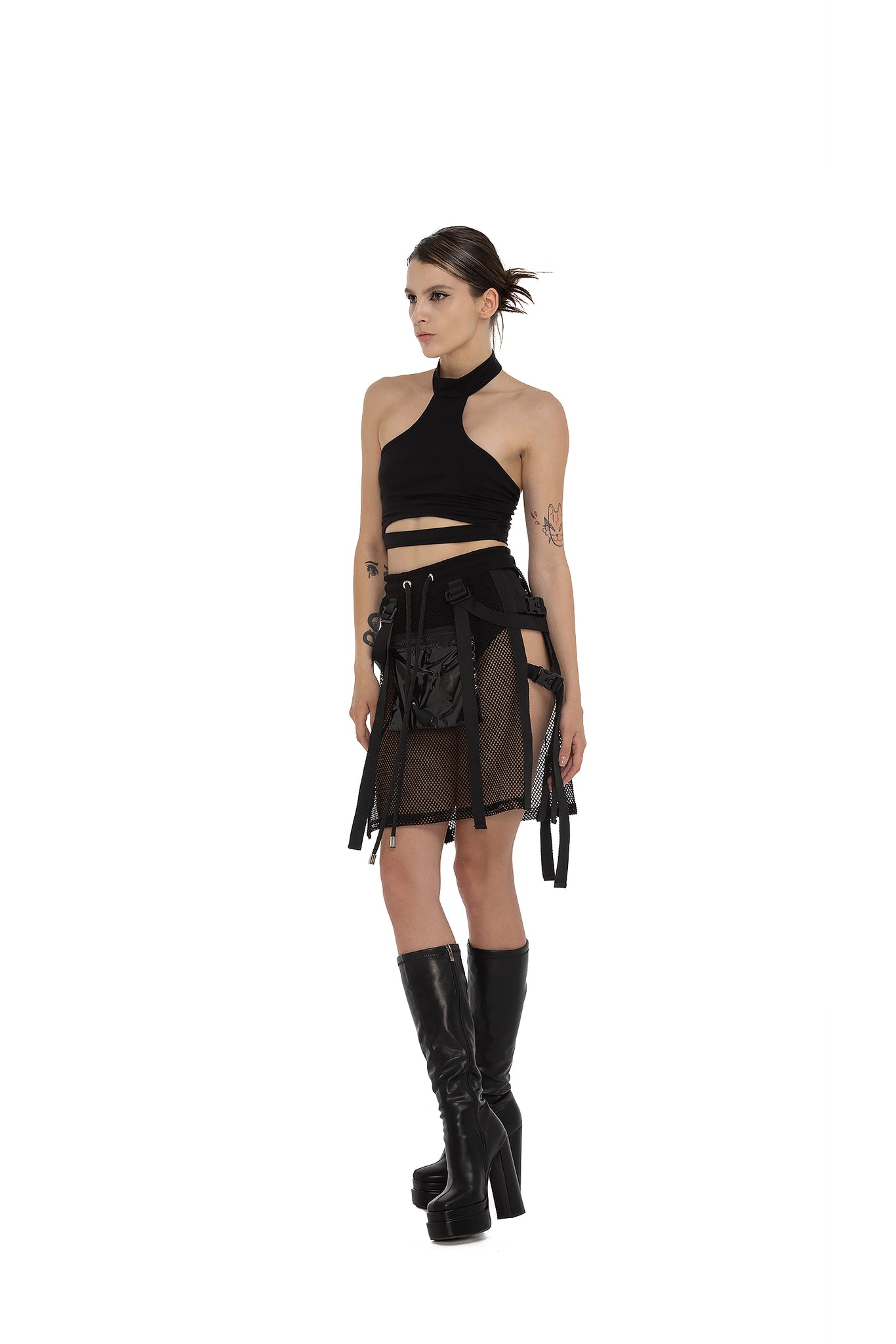 Unisex Mesh skirt with PVC zip pocket