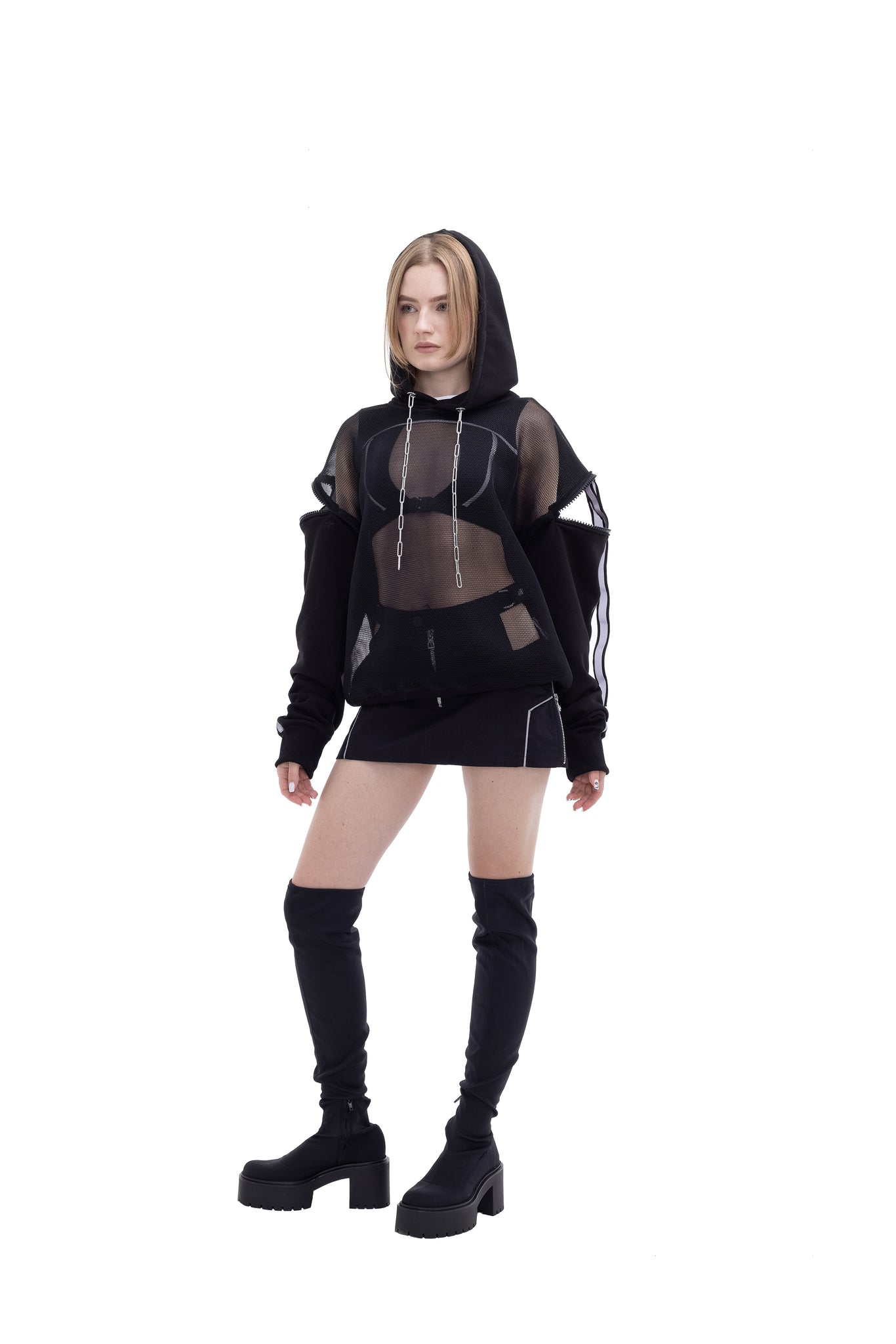 Mesh Unisex Hoodie with reflective details