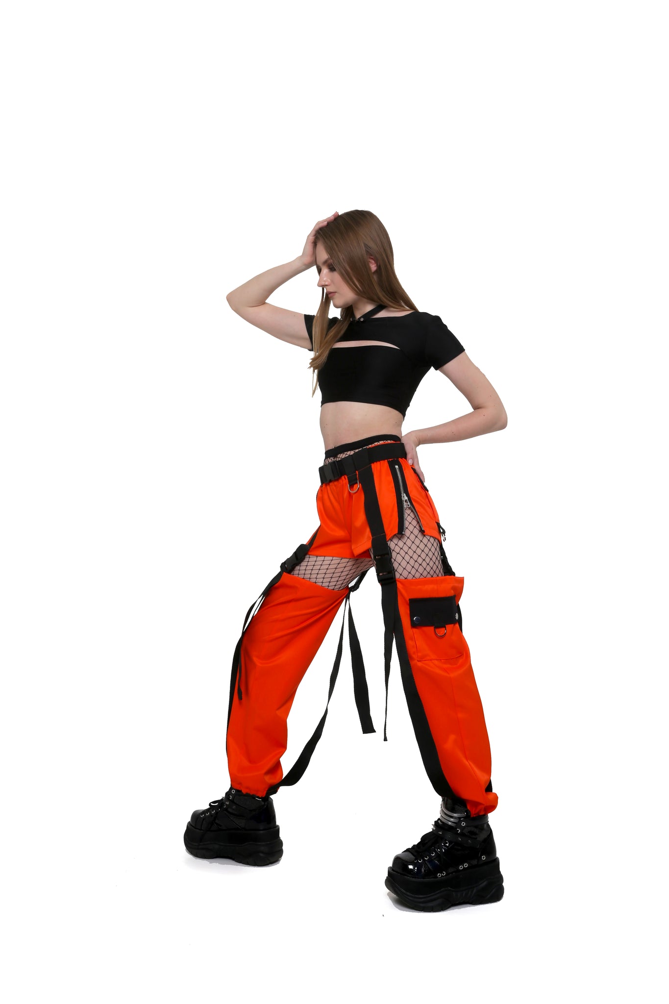 2-way cargo pants. [Orange]